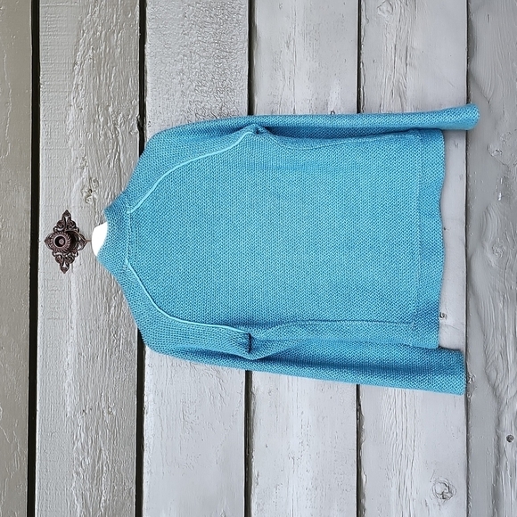 Weird Fish Macaroni Knit 1/4 Zip Pullover Sweater Teal sz S Women's Jumper - Picture 3 of 7